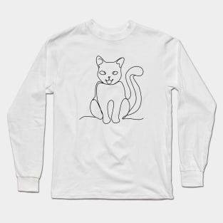 One Line Art Of Cat Long Sleeve T-Shirt